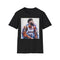 Charcoal crew neck cotton tee with vivid Anthony Davis watercolor portrait