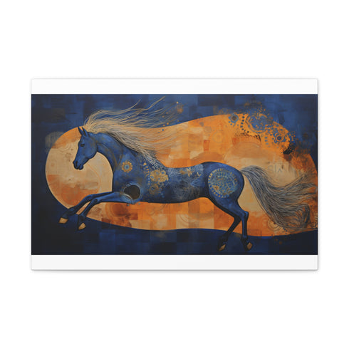 Wild Stallion Abstract Canvas Art: Majestic horse in textured painting.
