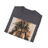 Charcoal cotton t-shirt with Predator design featuring electrifying sci-fi hunter