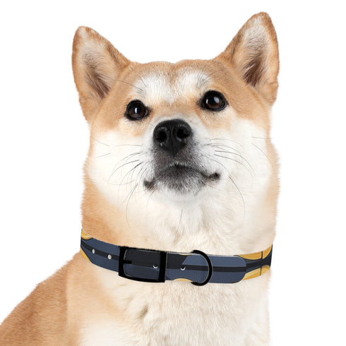 Stylish black onyx artisan tile dog collar for medium dogs.