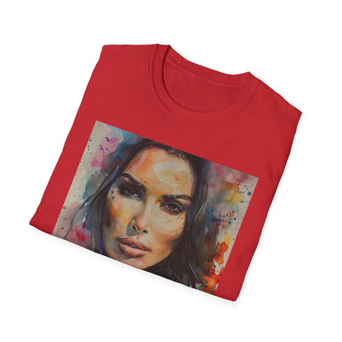 Watercolor Kim Kardashian charcoal cotton crew neck t-shirt summer pick