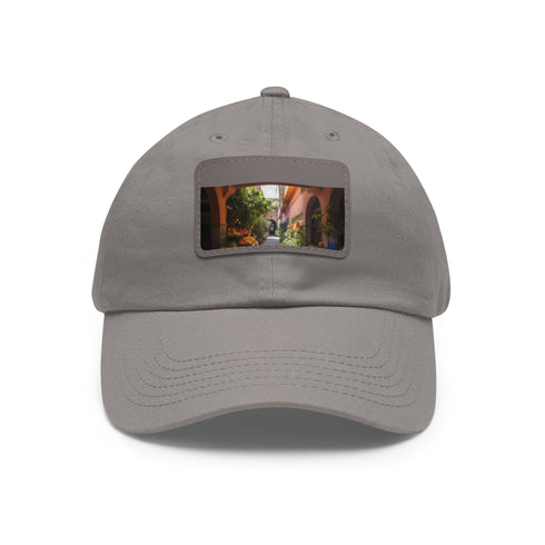 Colorful Marrakech mosaic design baseball cap with white/light brown rectangle patch.