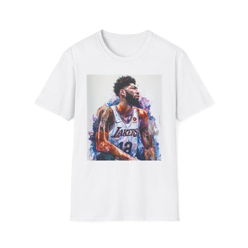 Charcoal DTG t-shirt featuring watercolor Anthony Davis unibrow painting