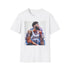 Charcoal DTG t-shirt featuring watercolor Anthony Davis unibrow painting