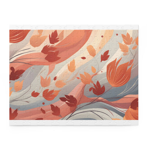 Colorful fall foliage puzzle with repetitive patterns, 10" x 8".