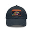 Neon watercolor Trex baseball cap with light brown patch.