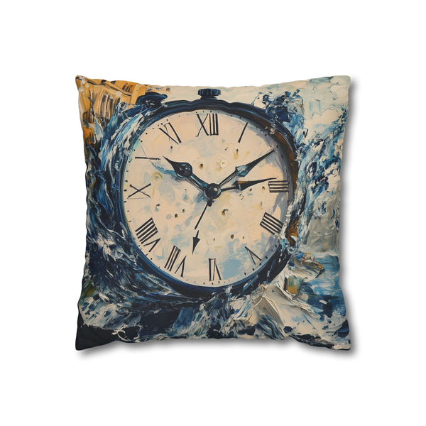 A Clock Melting Away Symbolizing the Fleeting Natur Double-Sided Square Cushion Cover