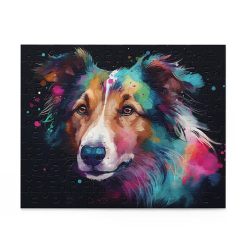 Collie jigsaw puzzle with vibrant colors and intricate details.