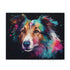 Collie jigsaw puzzle with vibrant colors and intricate details.