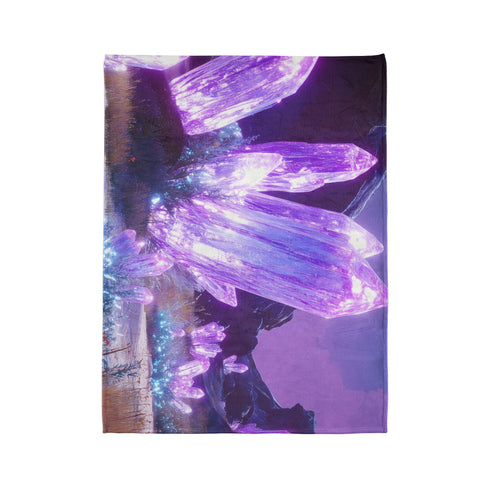 Neon Crystals Blooming in Wasteland Plush Fleece Throw Blanket