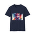 Vibrant watercolor neon cotton t-shirt with crew neck in charcoal color