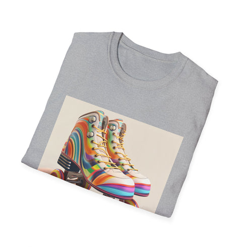 Retro Roller Skates Charcoal T-Shirt for Men and Women