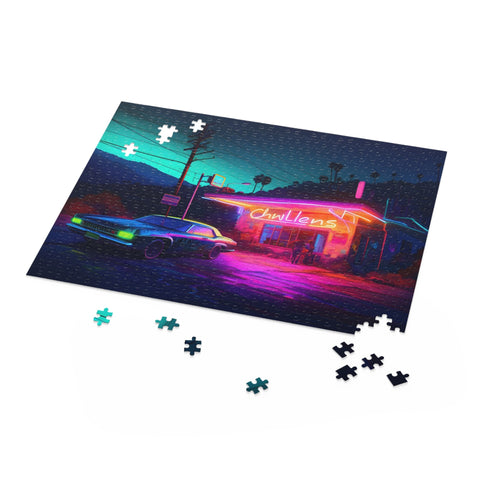 Cillian Murphy neon watercolor puzzle featuring vibrant portrait in neon colors.