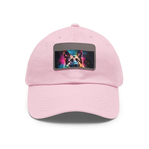 German Shepherd Pup Parade Baseball Cap, White with Light Brown Patch