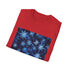 Charcoal cotton T-shirt with symmetrical nature-inspired pattern for summertime comfort