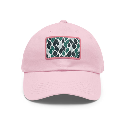 Green leaf pattern cotton baseball cap with unique ferret texture design.