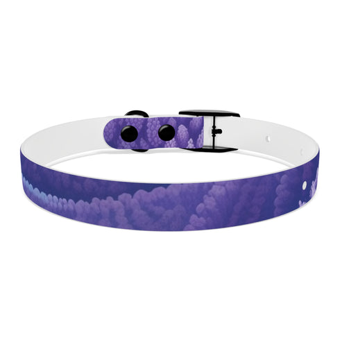 Stylish black onyx dog collar with lavender fields seamless pattern.