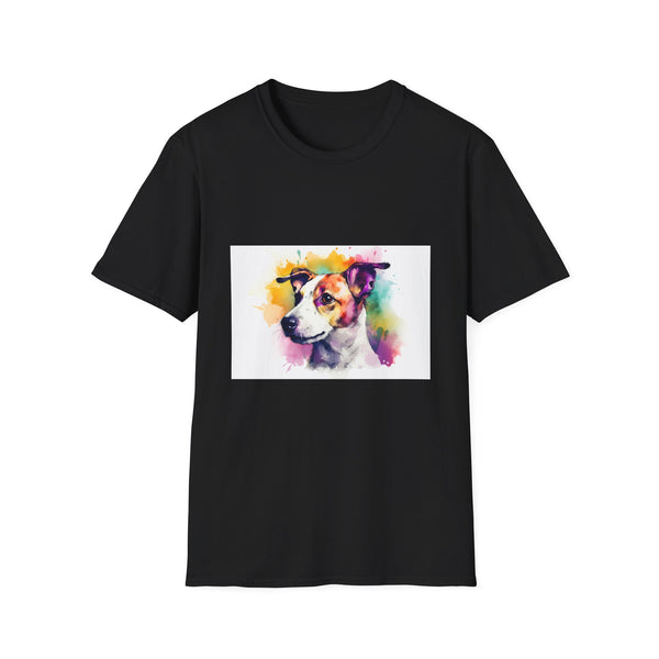 Charcoal cotton T-shirt with Jack Russell Terrier's playful energy graphic
