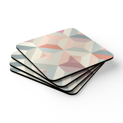 Chic pastel geometric square coaster set with seamless pattern for home decor.