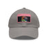 Vibrant watercolor neon baseball cap, white with light brown patch.