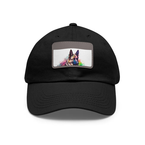 German Shepherd PupPrint Baseball Cap in White with Light Brown Patch
