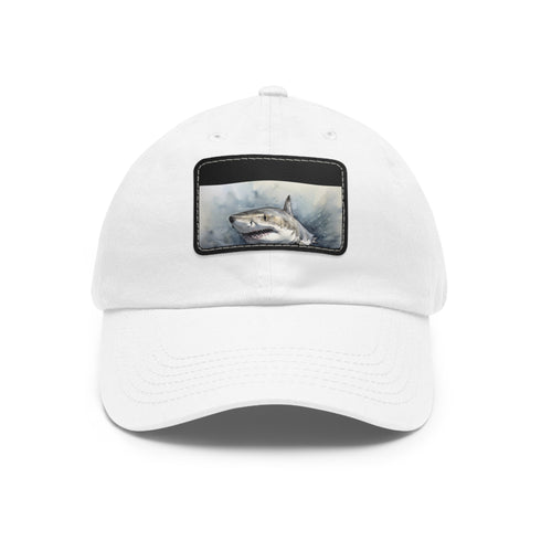 White Great White Shark Snapback Cap for ocean lovers and sports enthusiasts.