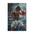 Dynamic determination portrayed in boxer canvas art with bold brushstrokes.