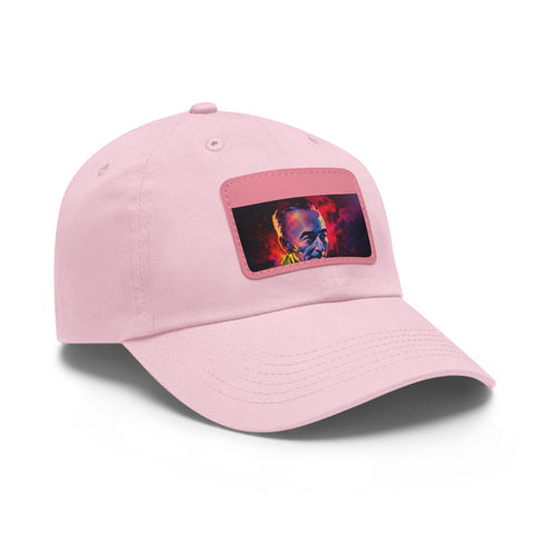 Neon baseball cap with Robert Oppenheimer watercolor design Electric vibes.