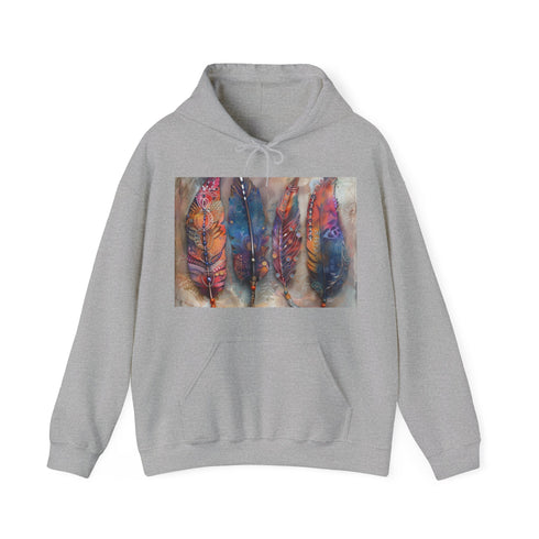 Bohemian Feathers Navy Hoodie for Men and Women - DTG Printed