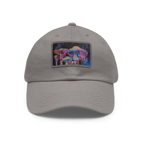 Psychedelic Mushroom Trucker Hat - White with Light Brown Patch