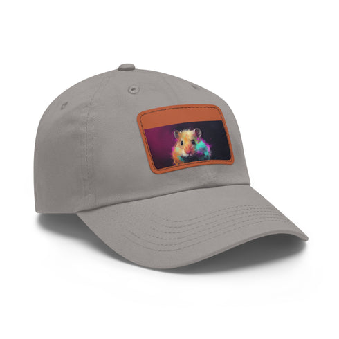 Neon hamster bliss baseball cap in white with cute watercolor design.