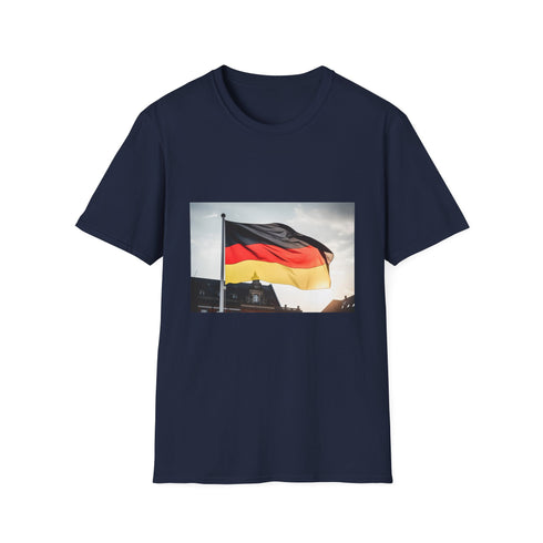 German flag-inspired black, red, and gold tee in red small.
