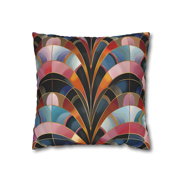 Art Deco Gold & Emerald Geometric Square Cushion Cover - View 1 | Prints With Passion