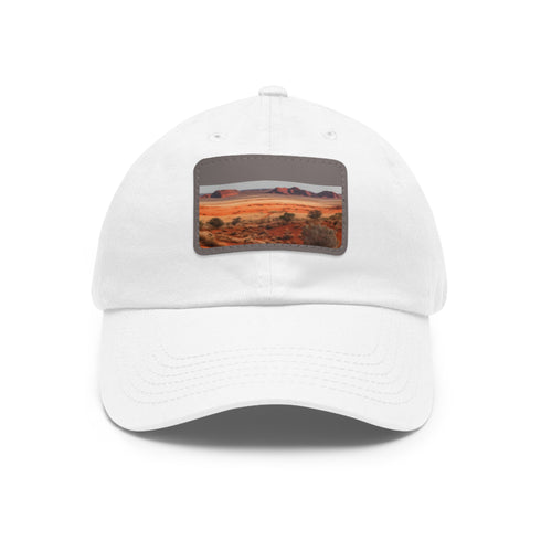 Desert horizon rockscape hat in white with light brown patch.