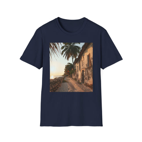 Zanzibar Spice Market Artwork on Charcoal Crew-Neck Summer T-Shirt