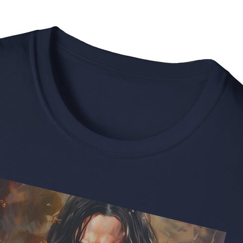 Charcoal cotton crew neck T-shirt with Severus Snape portrait.