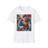 Charcoal cotton Superman T-shirt featuring vibrant heroic portrait with regular fit