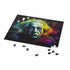 Bright neon Einstein portrait jigsaw puzzle, 10" x 8", 120 pieces.