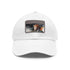 Ed Sheeran watercolor splatter cotton hat, white with light brown patch.
