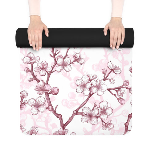 Harmony Blossom Pink & White Yoga Mat, 26" x 70"