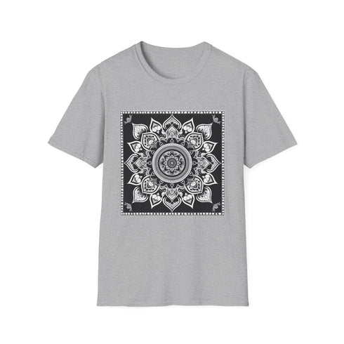 Serene Mandala Journey Inner Peace T-Shirt in Charcoal, Size S