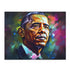 Barack Obama neon watercolor jigsaw puzzle with 120 vibrant pieces.
