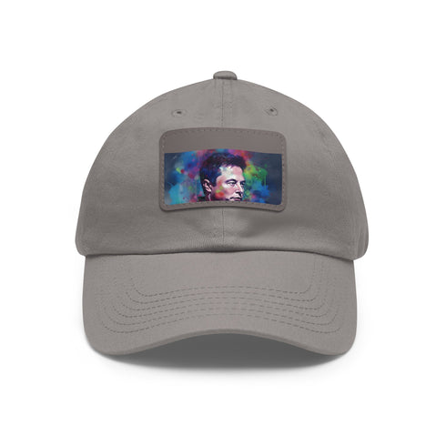 Neon watercolor baseball cap with light brown patch.