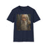 Charcoal cotton t-shirt with vibrant Gandalf portrait capturing mystical wisdom