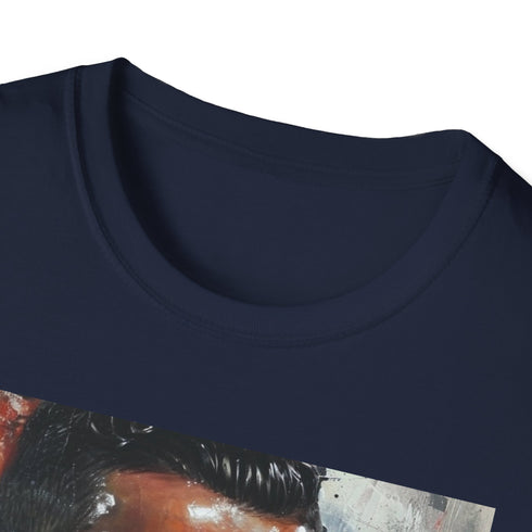 Charcoal cotton T-shirt with vibrant Cristiano Ronaldo watercolor artwork