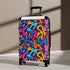 Vibrant neon graffiti suitcase set for stylish travelers in small black variant.
