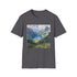 Charcoal cotton T-shirt with watercolor Swiss Alps design Regular fit