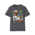 Charcoal cotton crew neck T-shirt featuring Nadal tennis portrait in dynamic colors