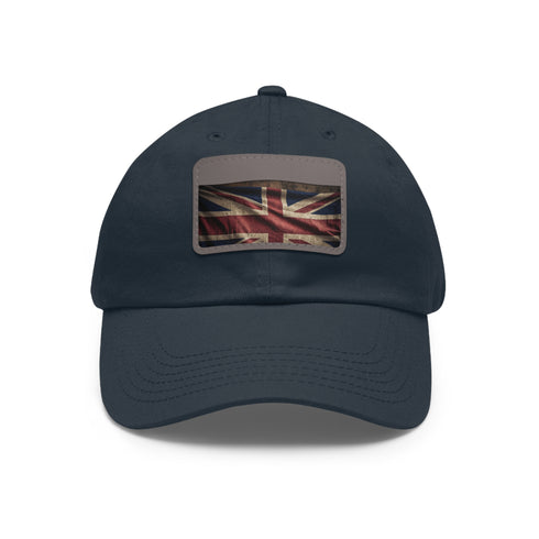 Stylish British Pride Union Jack baseball cap in white with light brown patch.