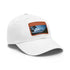 Fuji Peak Flex Cap in White with Light Brown Rectangle Patch